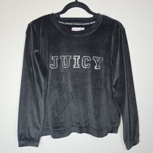 Juicy Couture Women's Velour Pajama Bling Print Top Med Velvet Cozy Loungewear